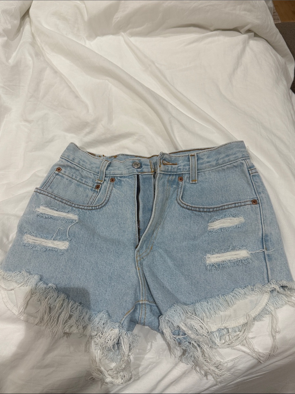 Levi's Light Blue Distressed Denim Cutoff Shorts vintage